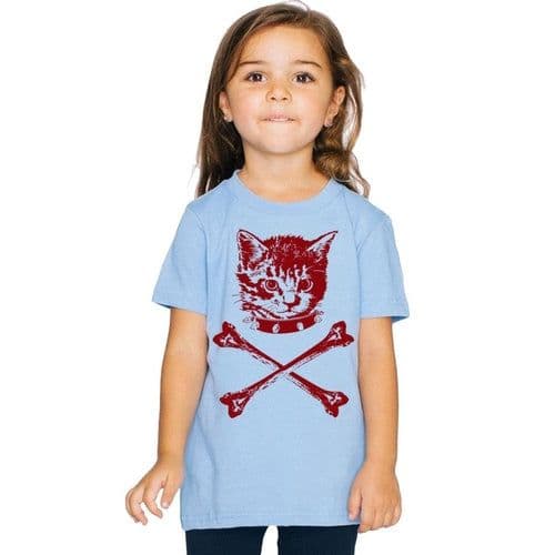 image-Kitten Crossbones Shirt - Eco-Friendly, Hand Printed, Kids T-Shirt