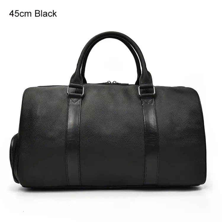 image-Luxury Genuine Leather Men Women Travel Bag Cow Leather Carry On Luggage Bag Travel Shoulder Bag Male Female Weekend Duffle Bag