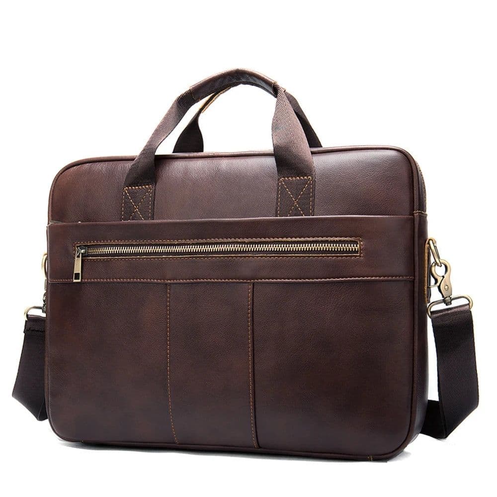 image-Men Genuine Leather Handbags Casual Leather Laptop Bags Male Business Travel Messenger Bags Men's Crossbody Shoulder Bag