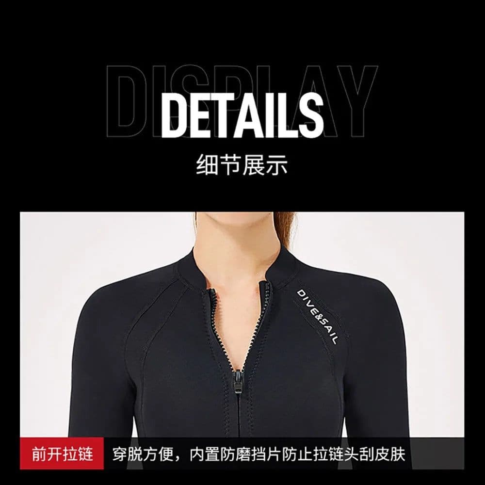 image-2mm Premium Diving Suit for Men Women Wetwuit Pants Split Body Jacket Pants Neoprene Swimwear Keep Warm Black