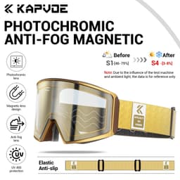 image-KAPVOE Photochromic Men Women Outdoor Sports Ski goggles Anti-fog Snowboarding Snowmobile Glasses UV400 Teen Charistmas Cycling