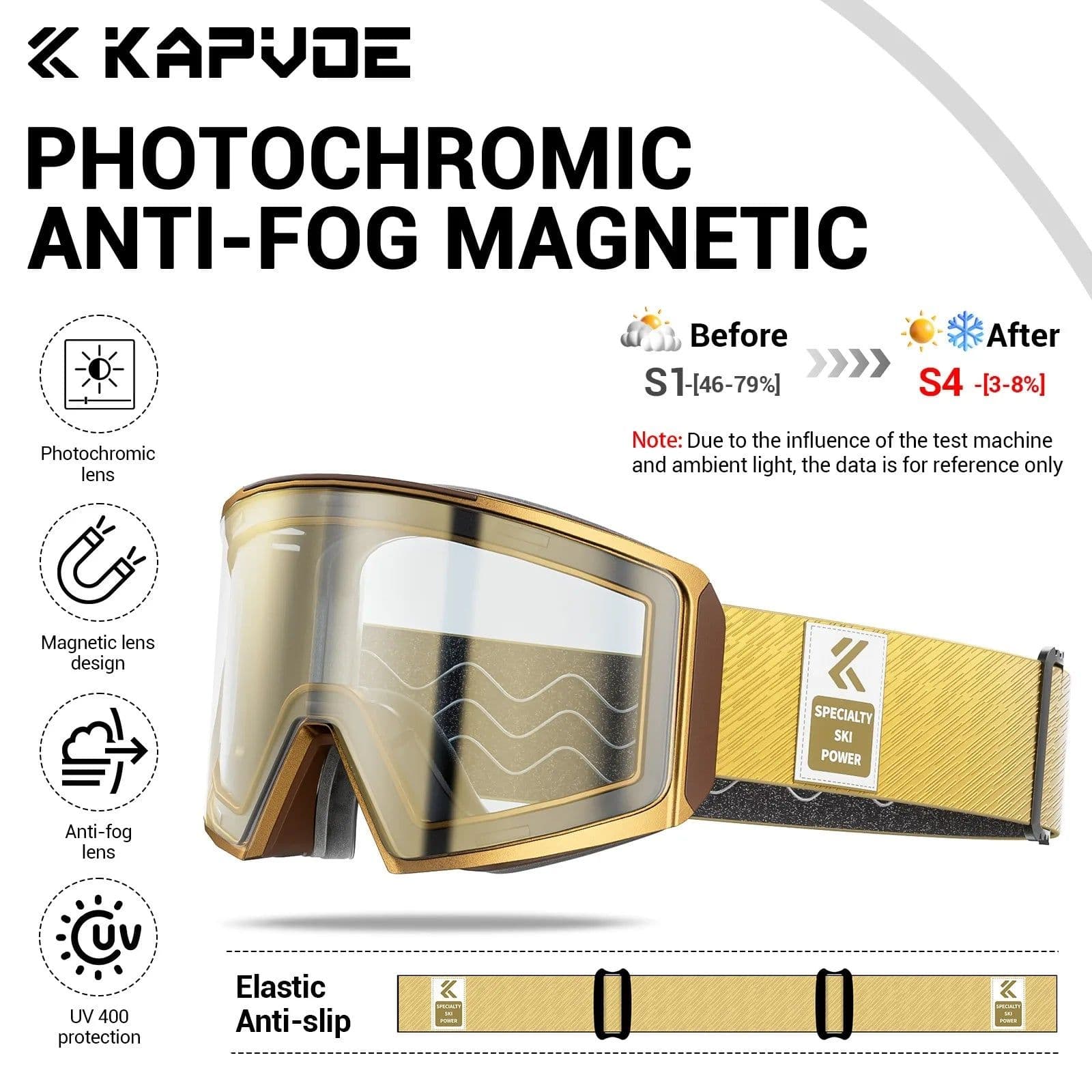 image-KAPVOE Photochromic Men Women Outdoor Sports Ski goggles Anti-fog Snowboarding Snowmobile Glasses UV400 Teen Charistmas Cycling