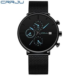 image-CRRJU Mens Watches Luxury Sport Wrist Watch Unique Design Stainless Steel Auto Date Mesh Strap Men Fashion Casual Quartz Watches