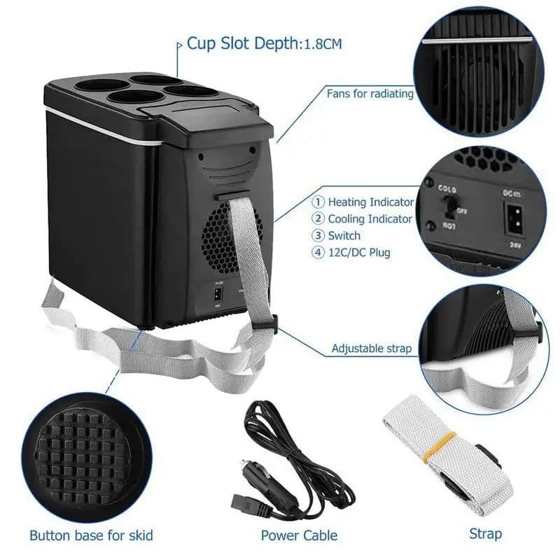 image-12V 6L Car Freezer Mini Freezer Portable Auto Refrigerator Outdoor Refrigerator Auto Refrigerator Car Heater Cooler