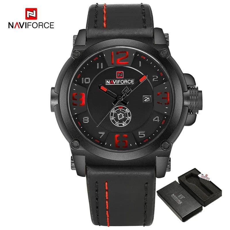 image-NAVIFORCE Top Luxury Brand Men Sports Military Quartz Watch Man Analog Date Clock Leather Strap Wristwatch Relogio Masculino