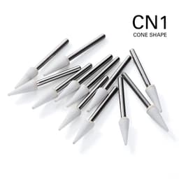 image-(12pcs/box)Dia1.6mm Azdent White Stone Polishing Burs for Finishing Porcelain Enamel & Composite Resin Flame/Cone/Round Shape