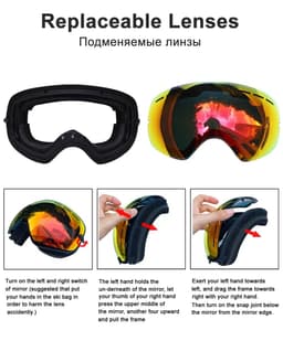 image-UV400 Double Layers Anti-fog Ski Goggles Lens Ski Mask Glasses Skiing Snow Snowboard Eyewear Mirror Polarize Goggles for Men