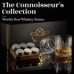 image-Whiskey Chilling Stones Gift Set With 2 Palm Crystal Glasses
