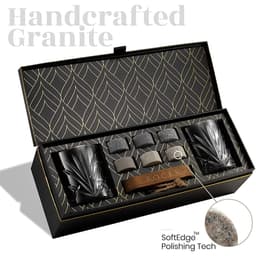 image-Whiskey Chilling Stones Gift Set With 2 Palm Crystal Glasses