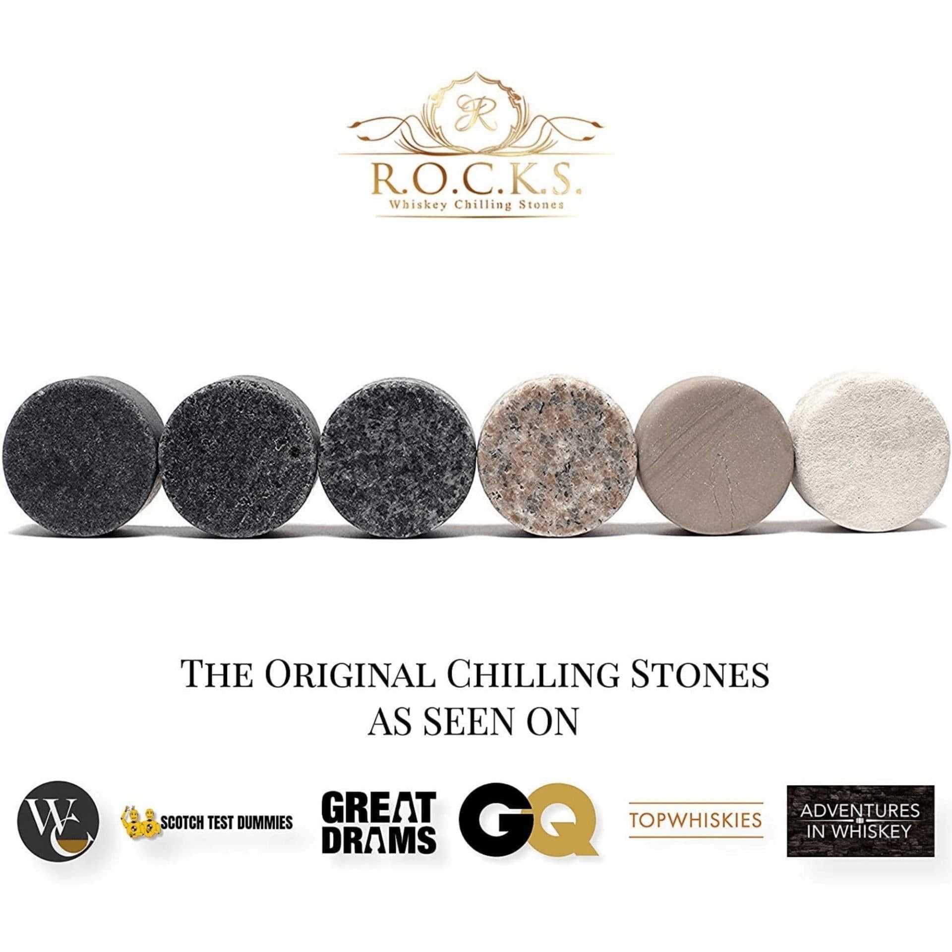 image-Whiskey Chilling Stones Gift Set With 2 Palm Crystal Glasses