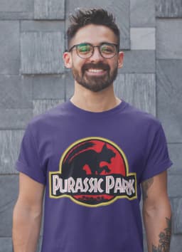 image-Purassic Park Shirt Cat Lover Funny Kitty Kitten Parody Dino Tshirt