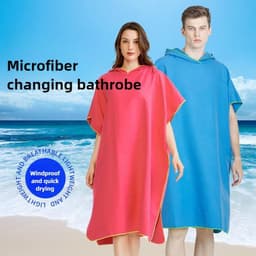 image-Surf Poncho Changing Towel Hooded Robe Microfiber Beach Blanket Bath Towel Swim Towel Wetsuit Beach Poncho for Adults
