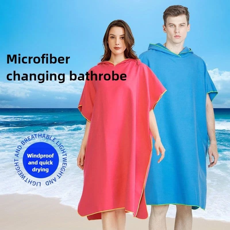 image-Surf Poncho Changing Towel Hooded Robe Microfiber Beach Blanket Bath Towel Swim Towel Wetsuit Beach Poncho for Adults