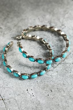 image-Sky Blue Gem Inlay Retro C-shape Earrings