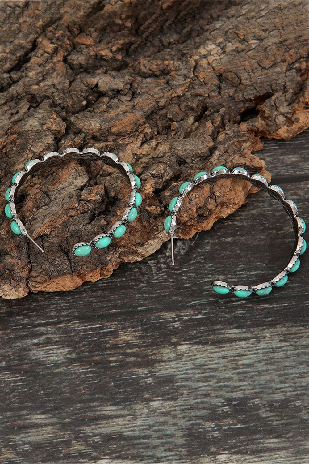 image-Sky Blue Gem Inlay Retro C-shape Earrings