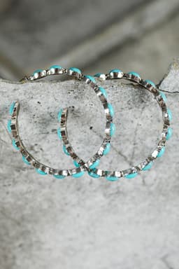 image-Sky Blue Gem Inlay Retro C-shape Earrings