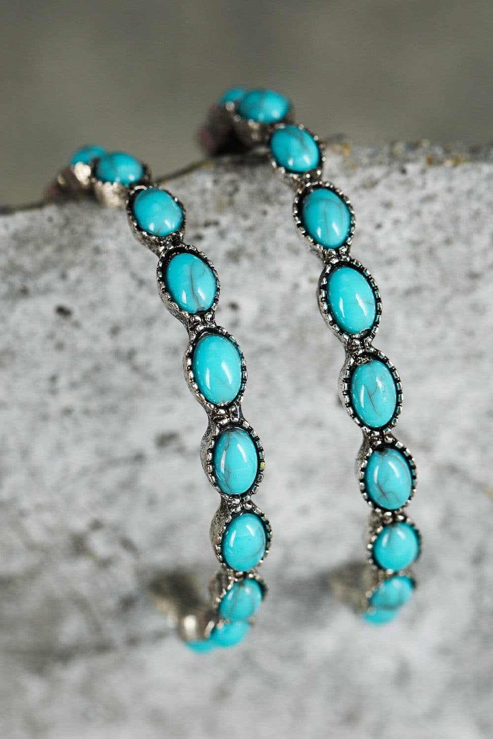 image-Sky Blue Gem Inlay Retro C-shape Earrings