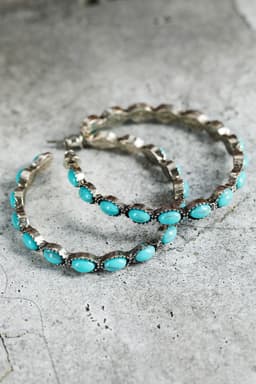 image-Sky Blue Gem Inlay Retro C-shape Earrings