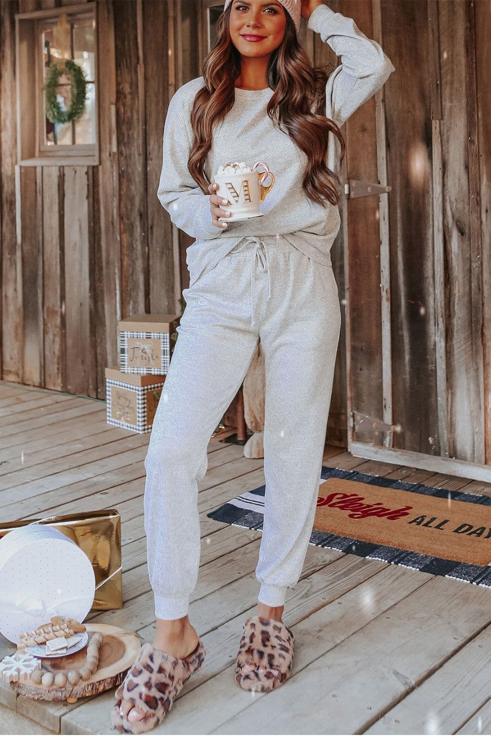 image-Long Sleeve Pullover and Jogger Pants Lounge Set