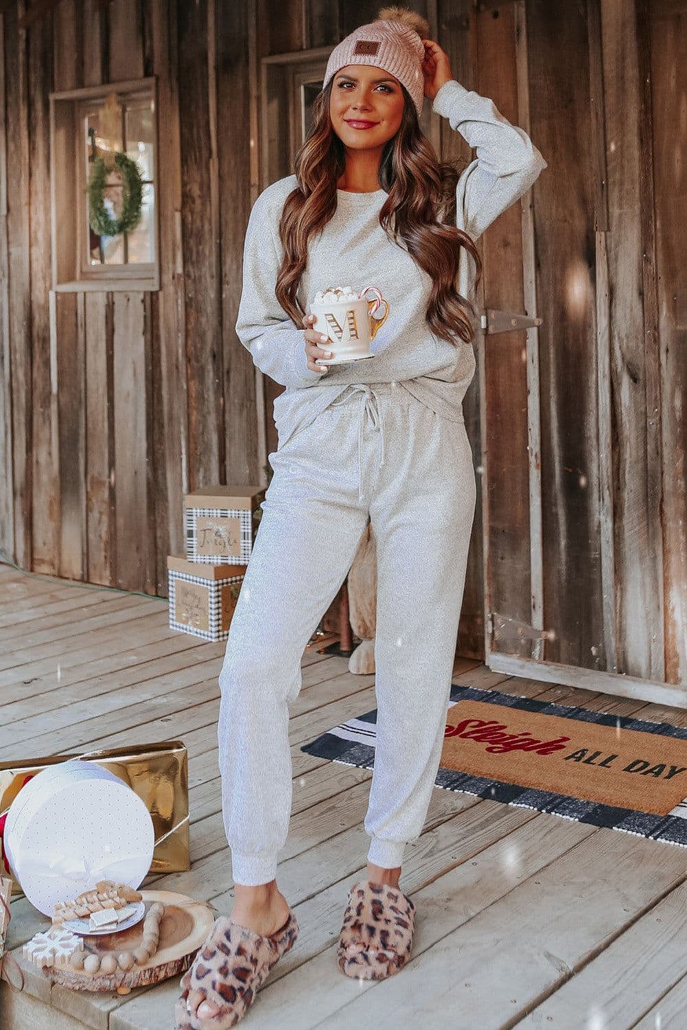image-Long Sleeve Pullover and Jogger Pants Lounge Set