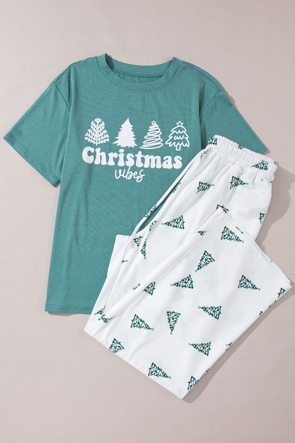 image-Skobeloff Christmas Tree Print Tee and Pants Lounge Set
