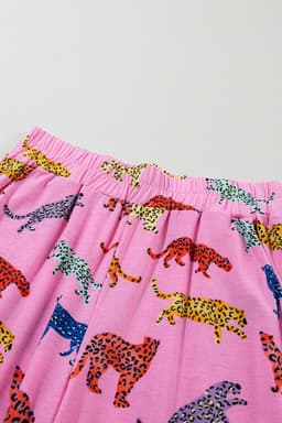 image-Pink Cheetah Print Shirt and Pants Pajama Set