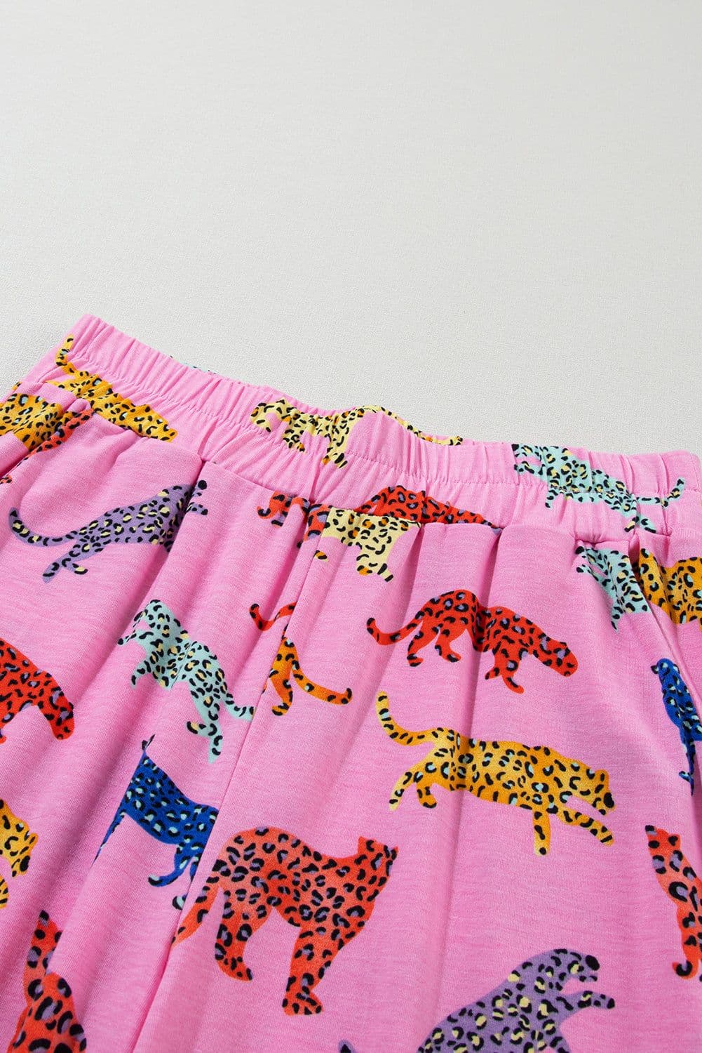 image-Pink Cheetah Print Shirt and Pants Pajama Set