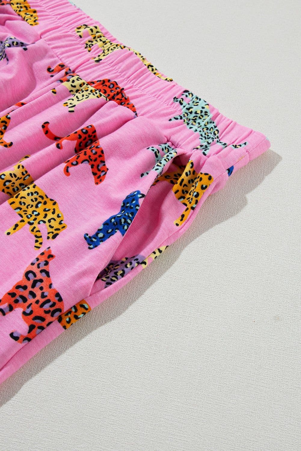 image-Pink Cheetah Print Shirt and Pants Pajama Set