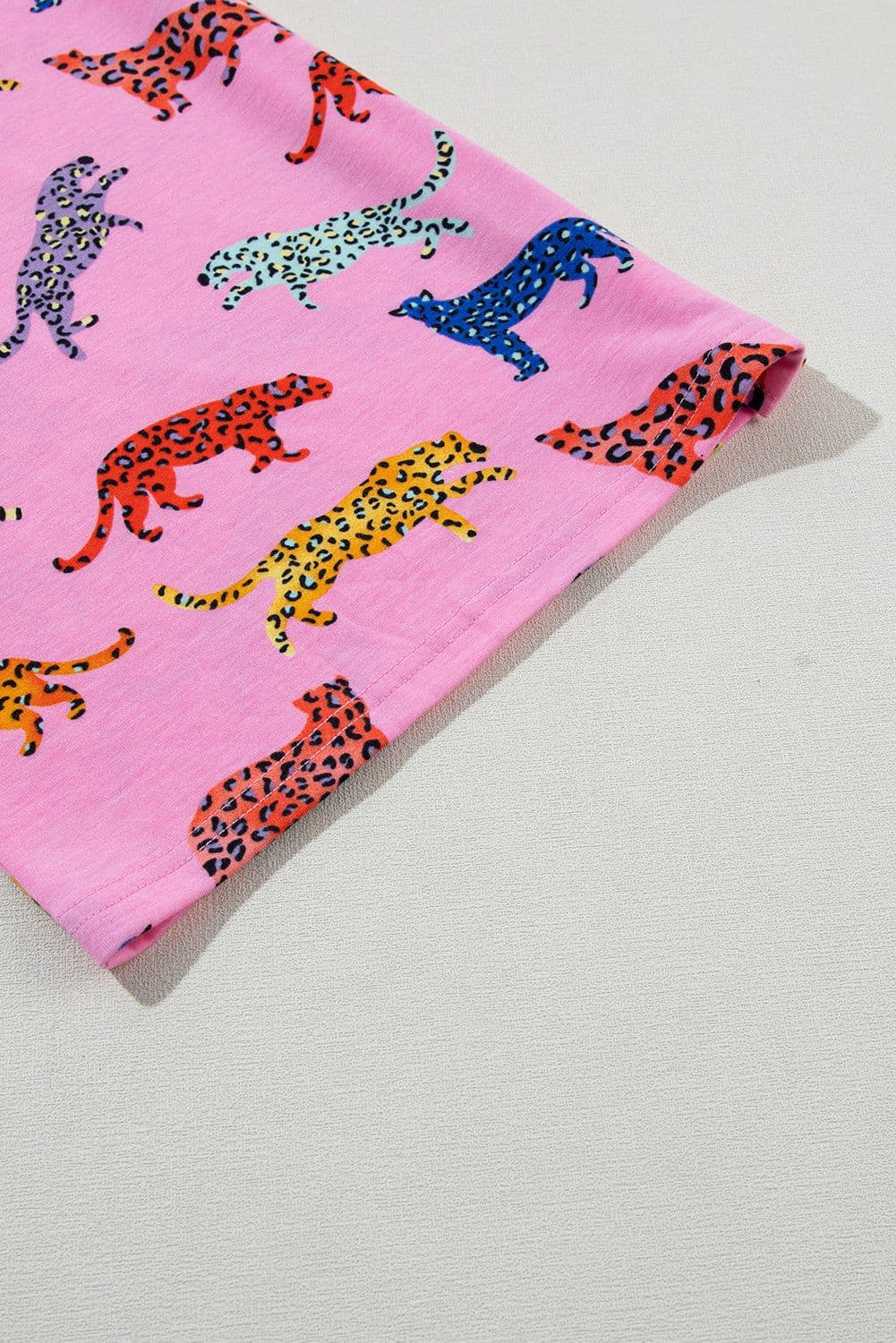 image-Pink Cheetah Print Shirt and Pants Pajama Set