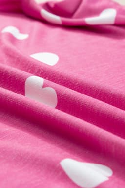 image-Pink Valentine Heart Print Long Sleeve Tee and Shorts Lounge Set
