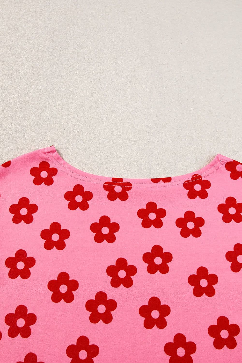 image-Rose Floral Print Crop Tee and Shorts Lounge Set