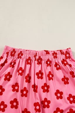 image-Rose Floral Print Crop Tee and Shorts Lounge Set
