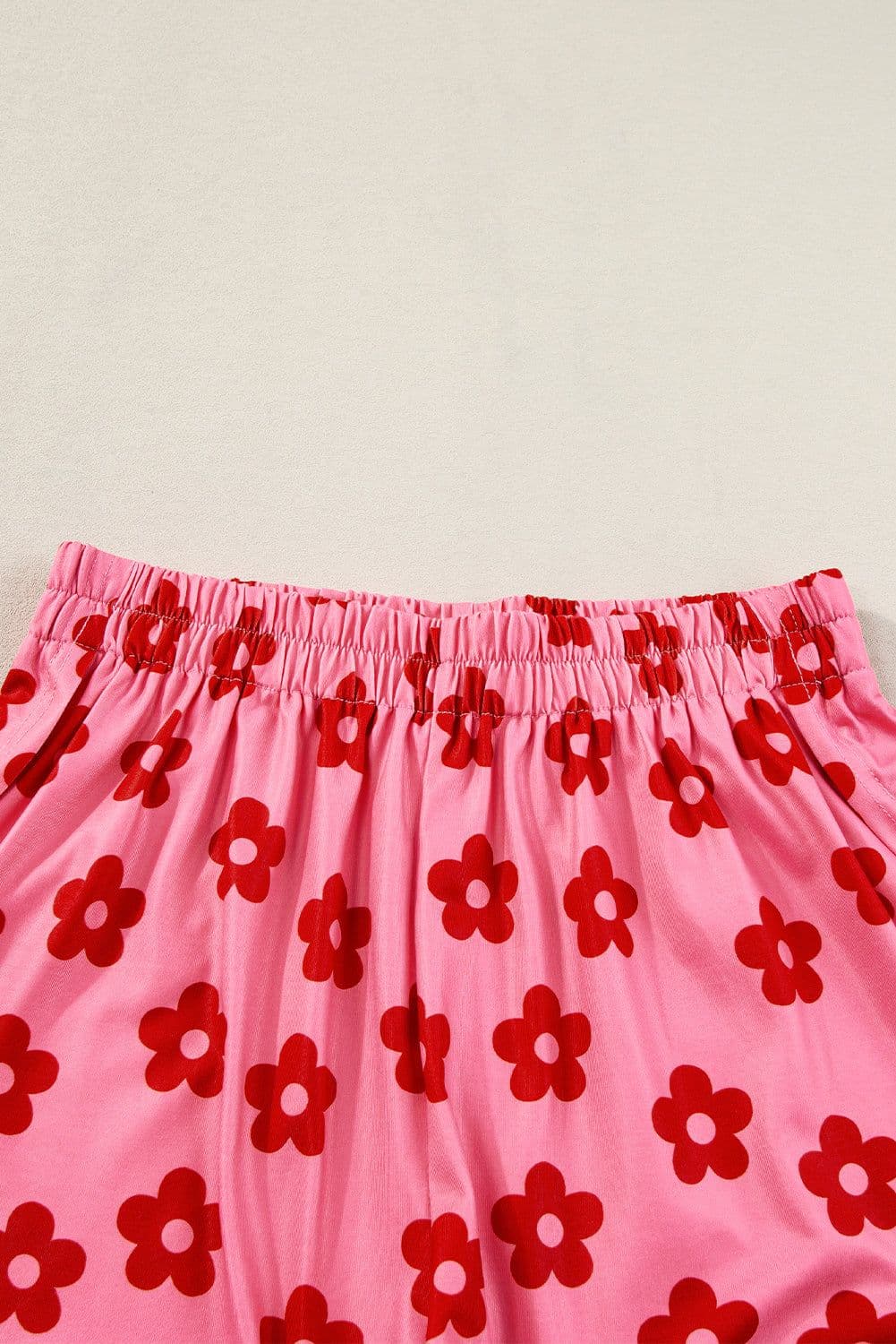 image-Rose Floral Print Crop Tee and Shorts Lounge Set