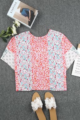 image-Multicolor Animal Floral Mix Print Cape Top