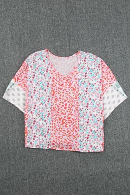 image-Multicolor Animal Floral Mix Print Cape Top