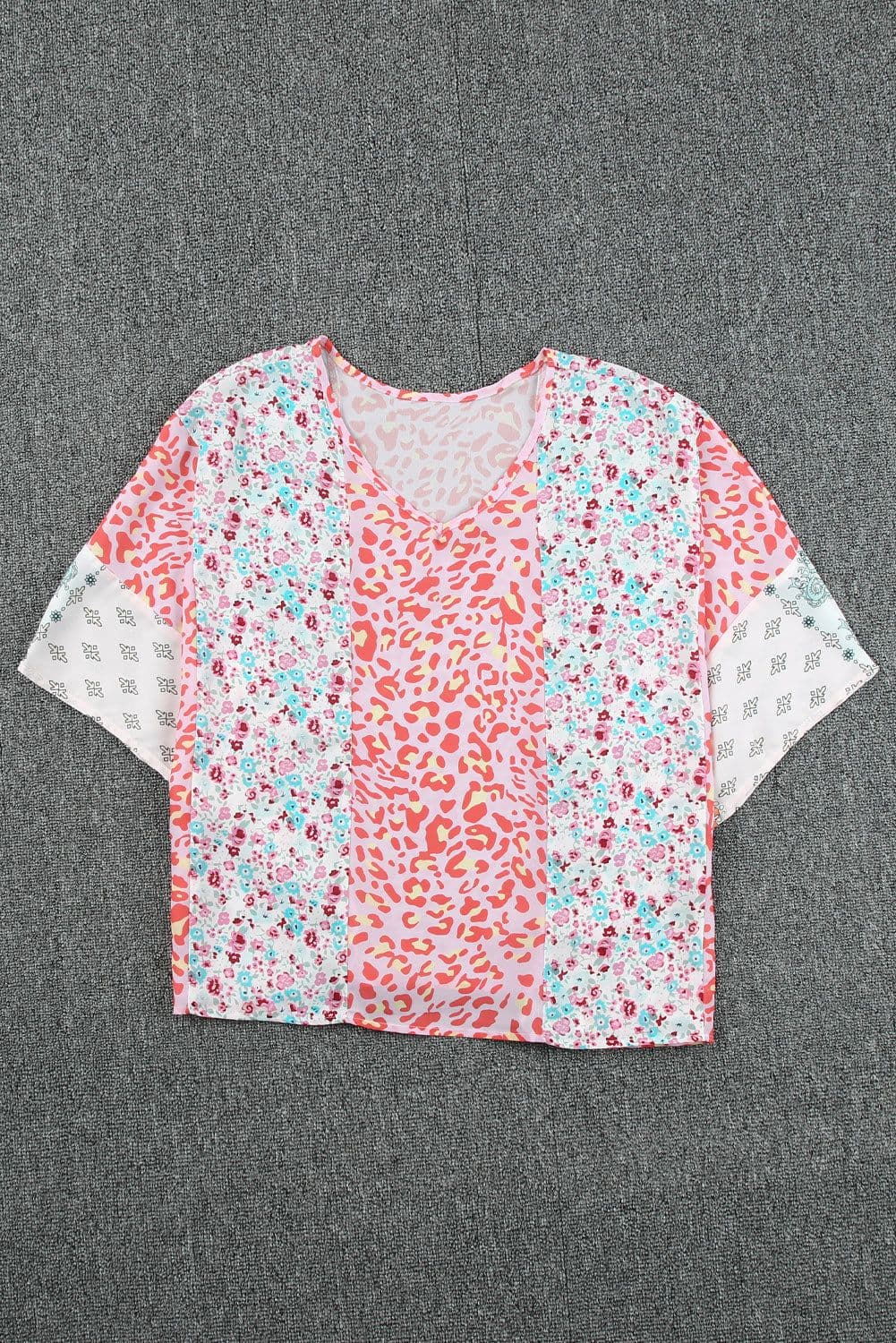 image-Multicolor Animal Floral Mix Print Cape Top