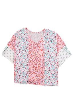 image-Multicolor Animal Floral Mix Print Cape Top