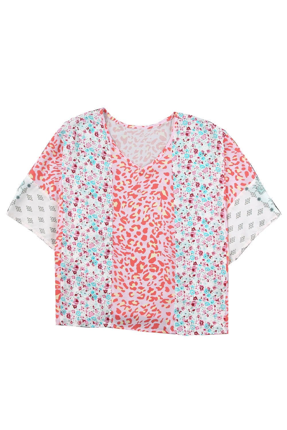 image-Multicolor Animal Floral Mix Print Cape Top