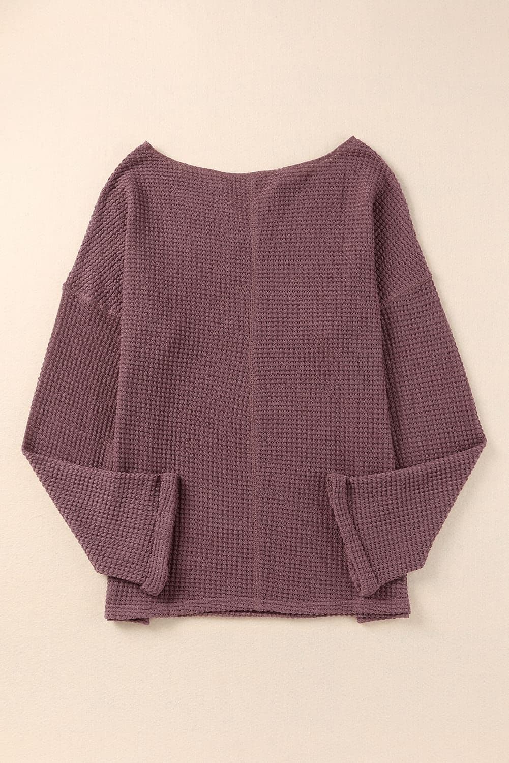 image-purple Waffle Knit Loose Long Sleeve Top