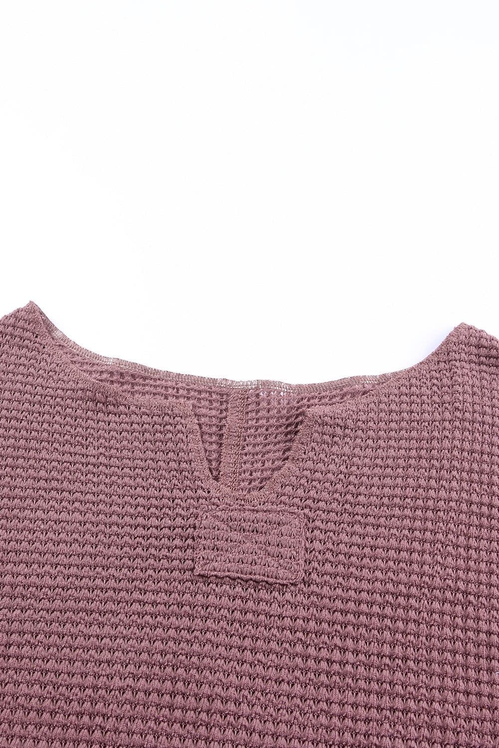 image-purple Waffle Knit Loose Long Sleeve Top