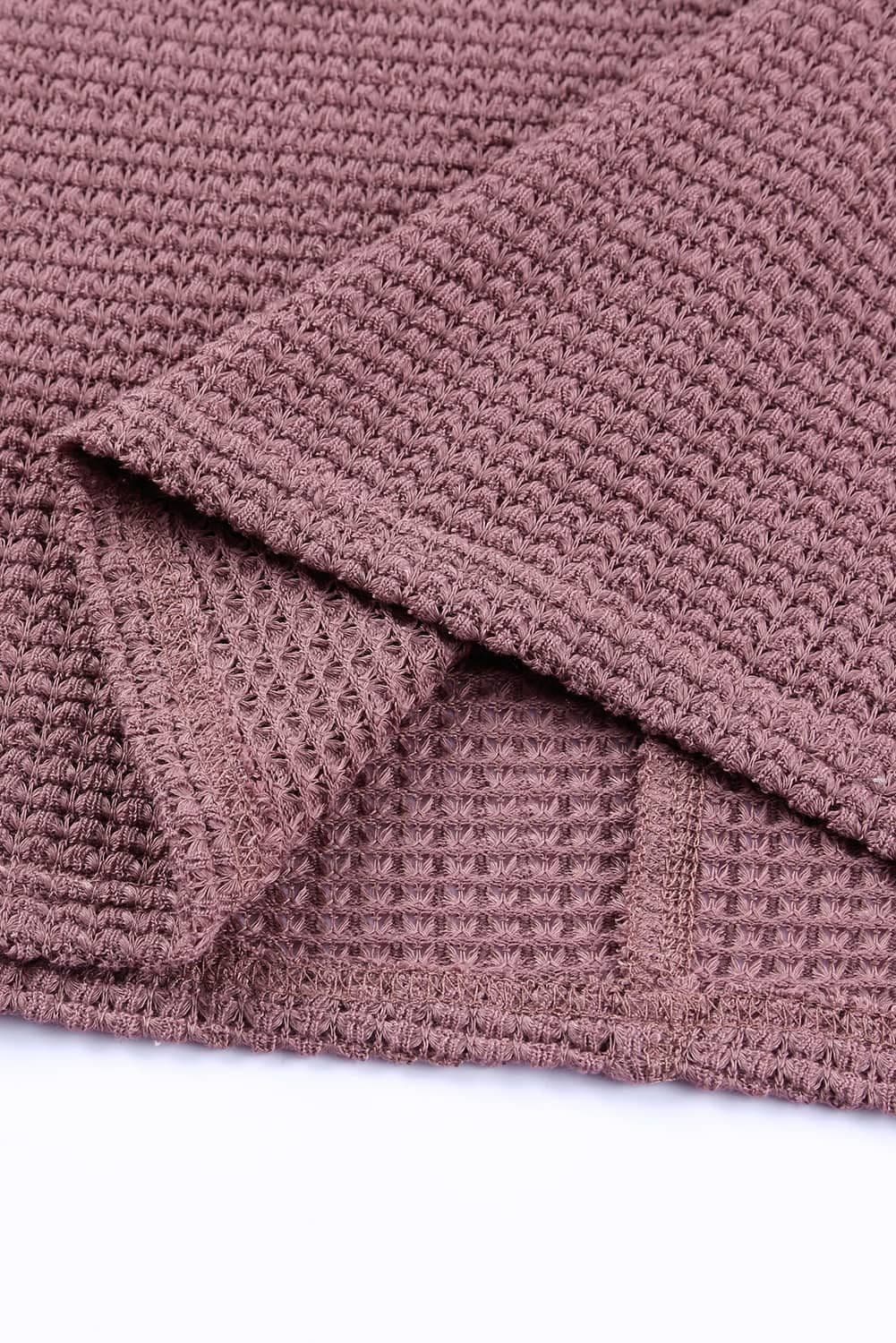 image-purple Waffle Knit Loose Long Sleeve Top