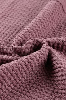 image-purple Waffle Knit Loose Long Sleeve Top
