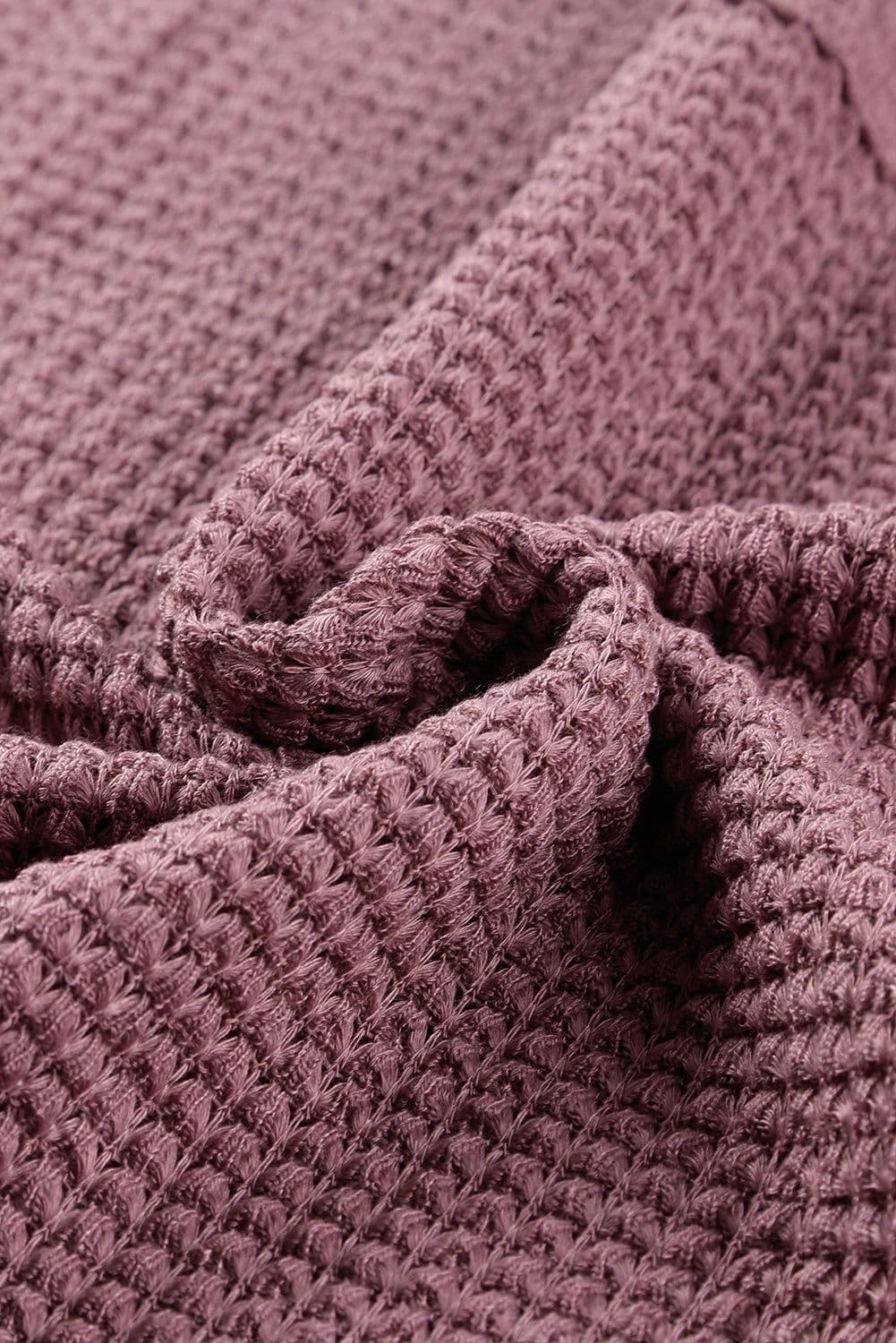 image-purple Waffle Knit Loose Long Sleeve Top