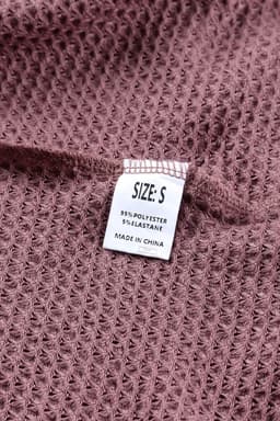 image-purple Waffle Knit Loose Long Sleeve Top