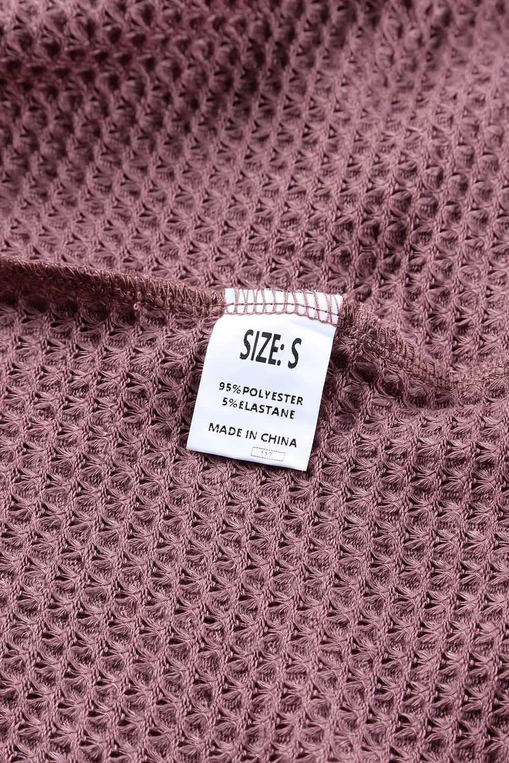 image-purple Waffle Knit Loose Long Sleeve Top