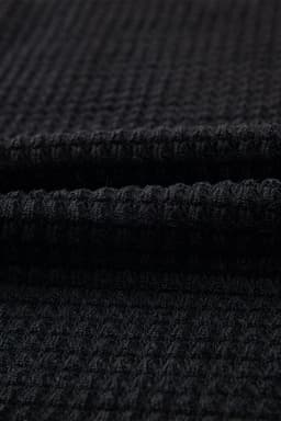 image-Dark Brown Waffle Knit Drop Shoulder Long Sleeve Top
