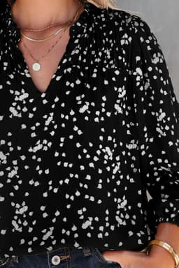 image-Pink Split Neck Fall Printed Crinkled Blouse