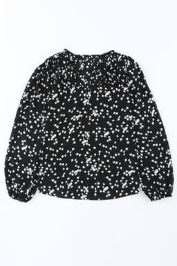 image-Pink Split Neck Fall Printed Crinkled Blouse