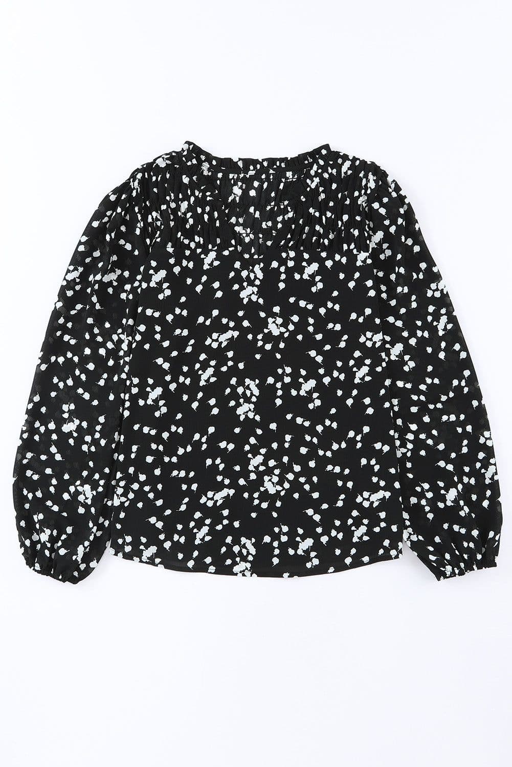 image-Pink Split Neck Fall Printed Crinkled Blouse