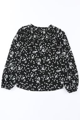 image-Pink Split Neck Fall Printed Crinkled Blouse